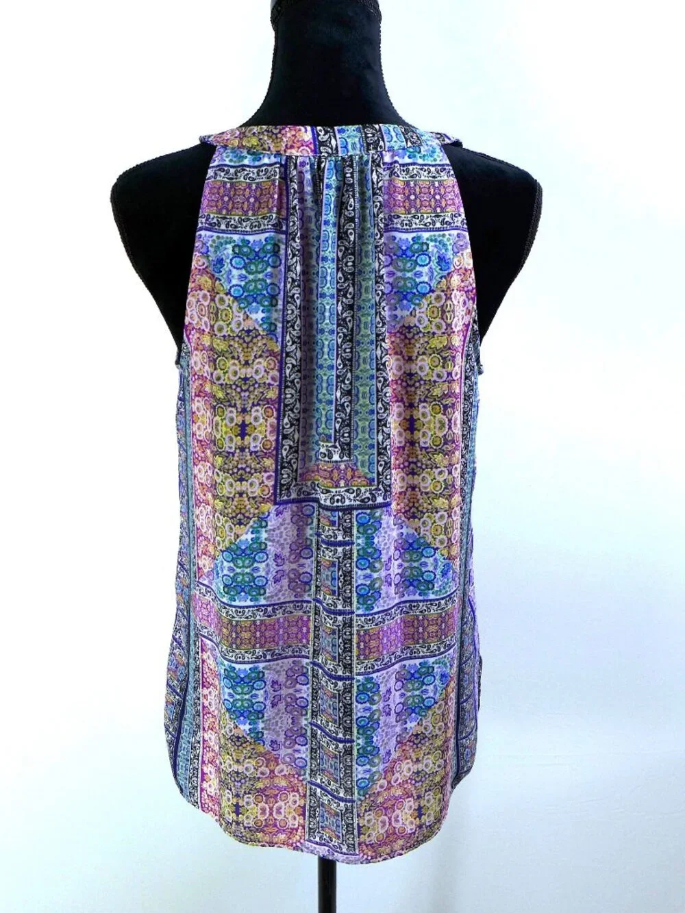 Rose & Olive Patchwork Medallion Rainbow TANK - Yoke tassel SMALL - Picture 4 of 4